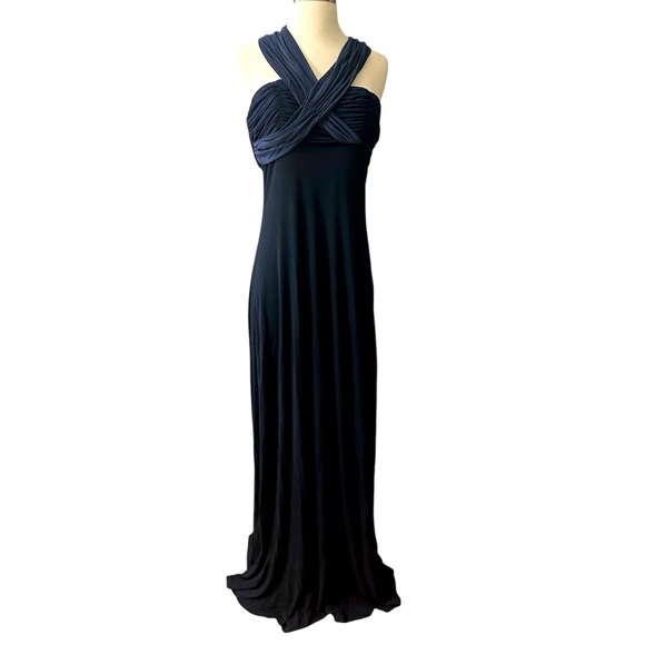 Randolph Duke Couture Celebrity Blue DrapedGoddess Long Gown Evening Dress